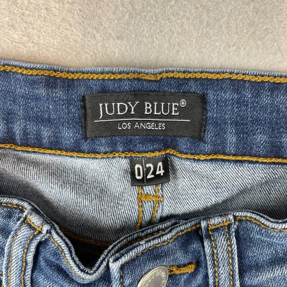 Judy Blue Womens Sz 0/24 Cropped Jeans Frayed Hem Distressed #JB82115DK - Picture 7 of 16